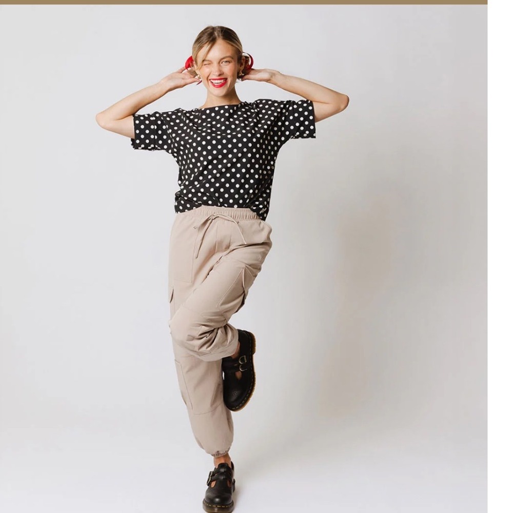 ALBION BOSS TEE BLACK POLKA DOT Size XS
